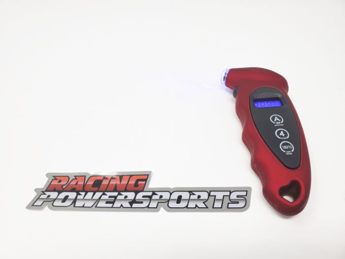Buy RacingPowerSports LCD Digital Tire Air Pressure Gauge Red 150PSI 4 Settings by RacingPowerSports for only $6.95 at Racingpowersports.com, Main Website.