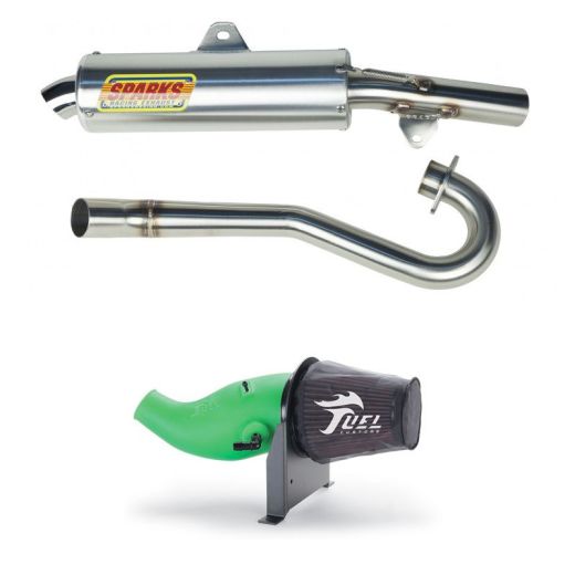Buy Sparks Racing X6 Big Core Exhaust Fuel Customs Intake Green Kawasaki KFX450R by Sparks Racing for only $830.95 at Racingpowersports.com, Main Website.