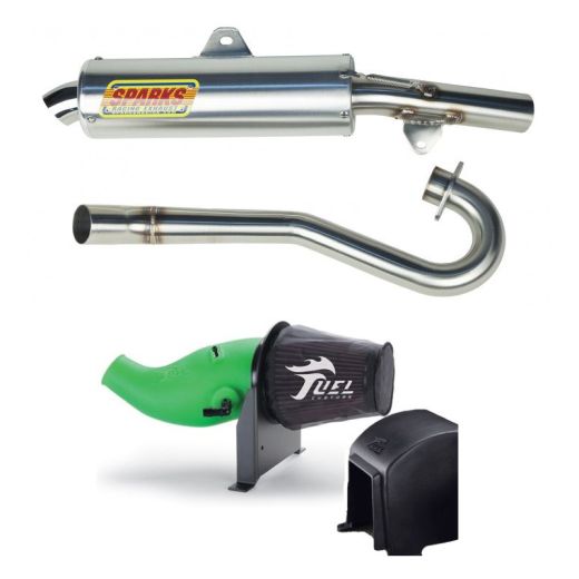 Buy Sparks Racing X6 Big Core Exhaust Fuel Customs AirBox Green Kawasaki KFX450R by Sparks Racing for only $910.95 at Racingpowersports.com, Main Website.
