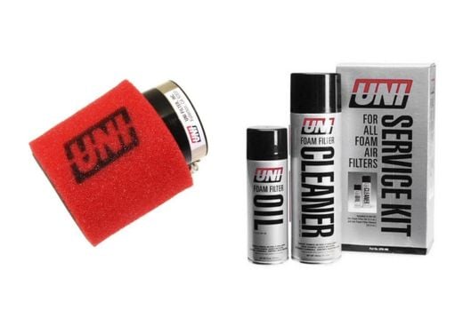 Buy Uni Filter Clamp On Dual Stage 15 Angle I.D. 2 O.D. 3 1/2 LG. 4 + Cleaning Kit by Uni Filter for only $40.60 at Racingpowersports.com, Main Website.